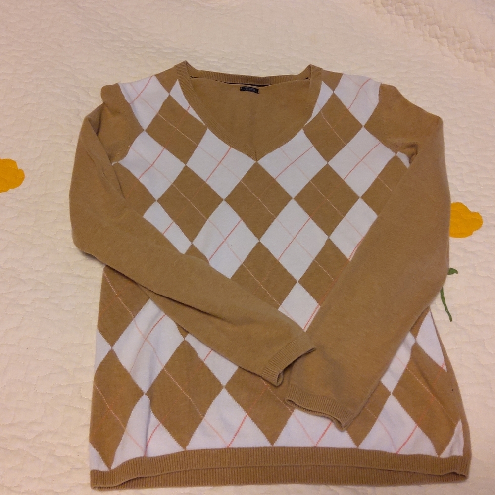 ⚜🤎⚜Small/Argyle Tan Sweater - Picture 3 of 5